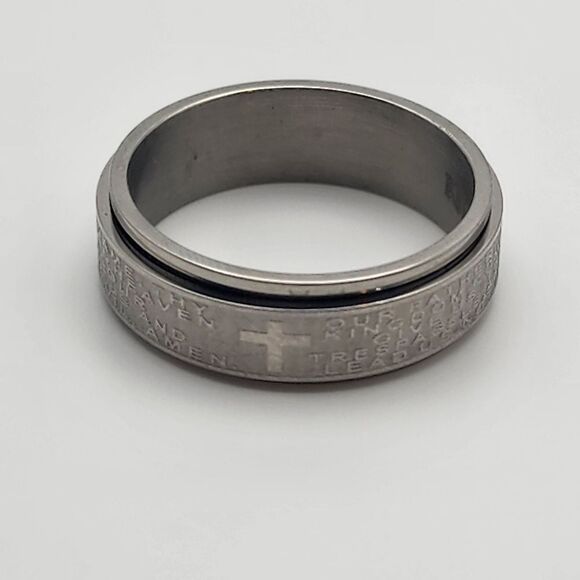King Will Silver Tone The Lord's Prayer Fidget Ring (13) - Picture 5 of 7